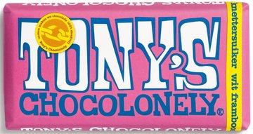 TONY'S CHOCOLONELY TABLET WIT/FRAMBOOS/KNETTERSUIKER