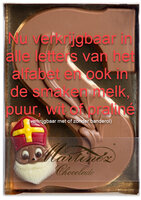 CHOC. LUXE LETTER GEDECOREERD nu in alle letters verkrijgbaar in melk,puur of wit