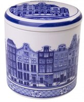 PORS. VOORRAADPOT 13cm GRACHTENPANDEN AMSTERDAM+STROOPWAFELS
