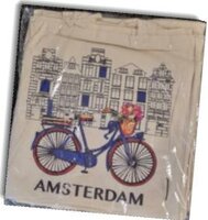 NF TAS KATOEN NATUREL RODE FIETS AQUAREL 16