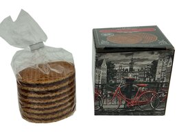 KUBUS DOOSJE AMSTERDAM afbeelding gracht met rode fiets+RB Stroopwafels