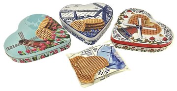 HART BLIK MET STROOPWAFELS -Afb: molen kleur licht blauw+ tulpen